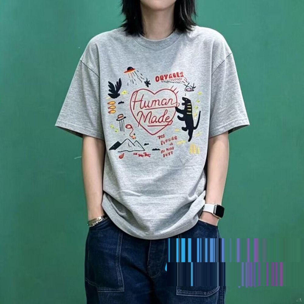 Human Made 26SS Co-Branded Hand-Painted Panther Heart Tshirt